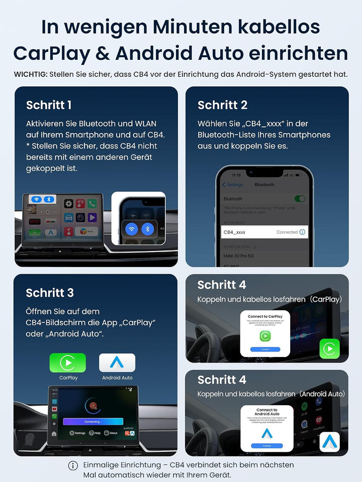 CarPlay AI Box, Wireless CarPlay Adapter Netflix/YouTube/TF-Karte 4GB+32GB - AI Box Android Auto Vid