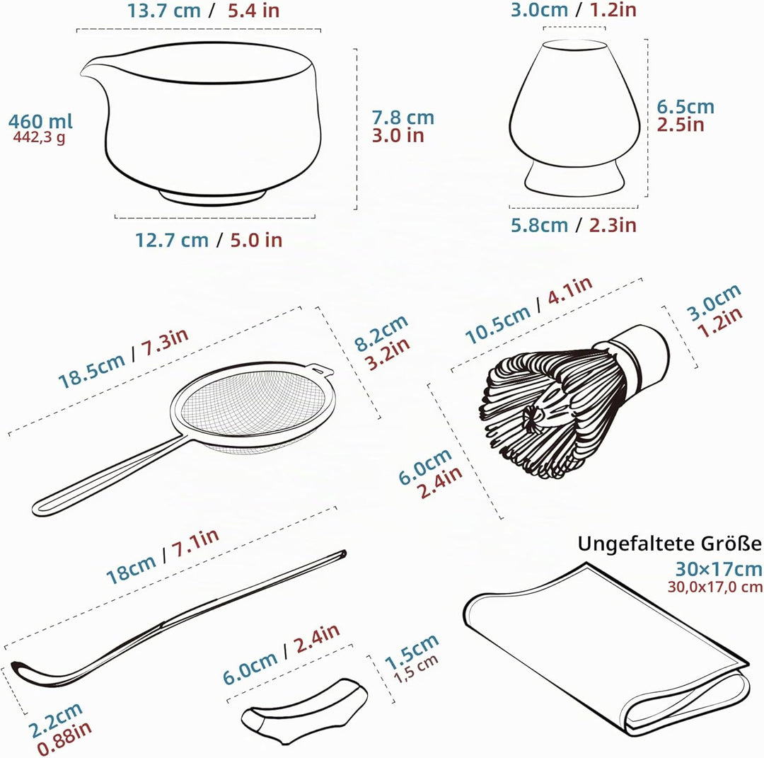 TEANAGOO Matcha-Schneebesen-Set, 7-teilig, rosa für die Herstellung von Latte, Keramikschale (Chawan
