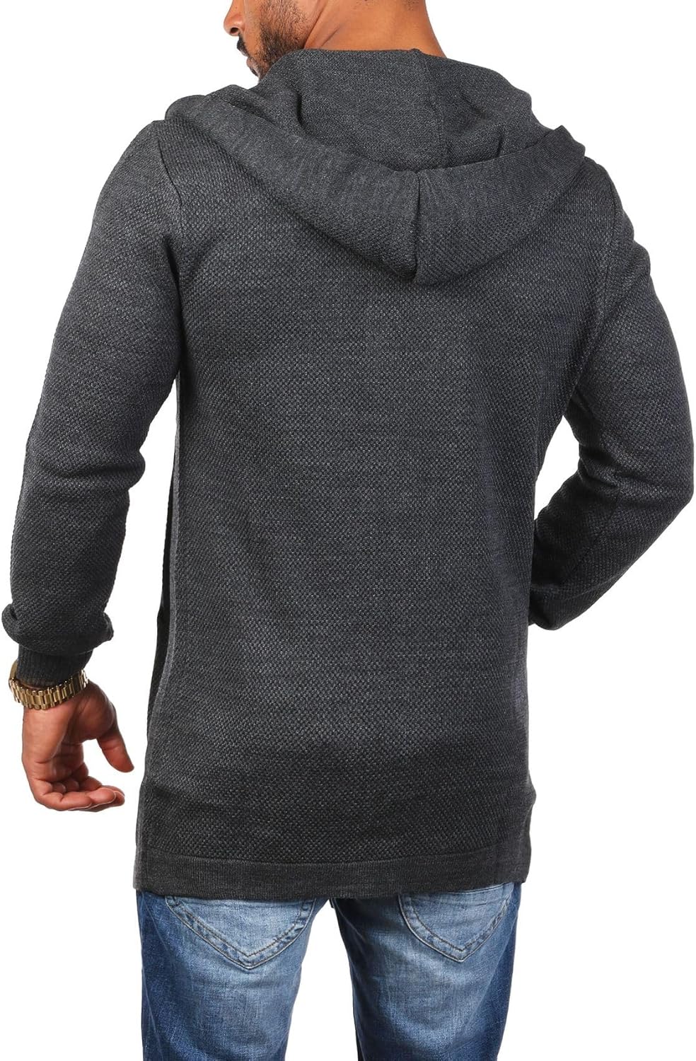 Carisma Herren Feinstrick Cardigan leichte Weste Strickjacke mit Kapuze Lange Passform Oversize Long
