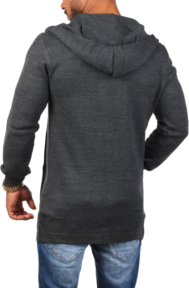 Carisma Herren Feinstrick Cardigan leichte Weste Strickjacke mit Kapuze Lange Passform Oversize Long