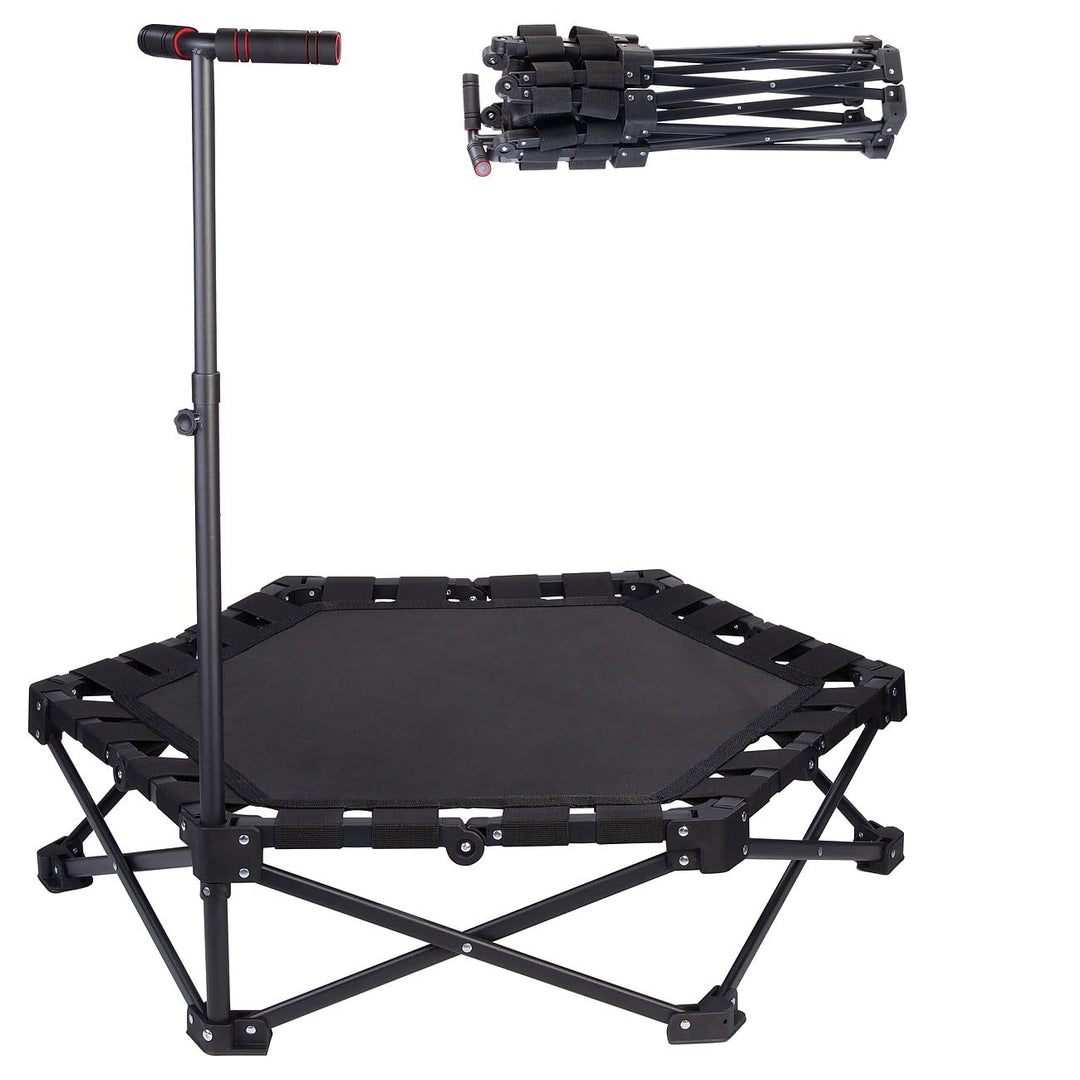 Speeron Fitnesstrampolin: Klappbares Fitness-Trampolin für Erwachsene, Halte-Griff, 106 cm Ø (Fitnes