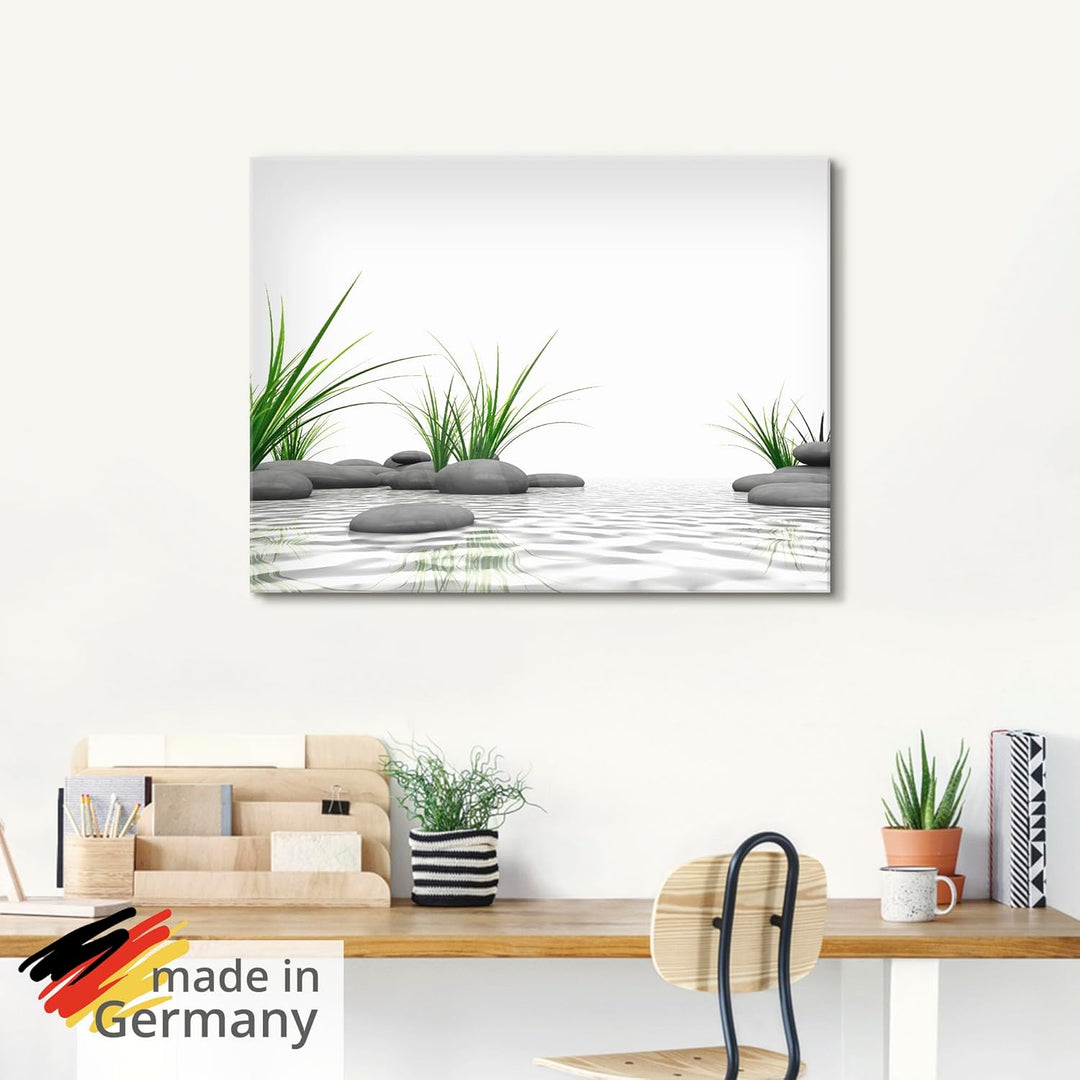 ARTland Glasbilder Wandbild Glas Bild einteilig 40x40 cm Quadratisch Wellness Zen 3D Steine Entspann