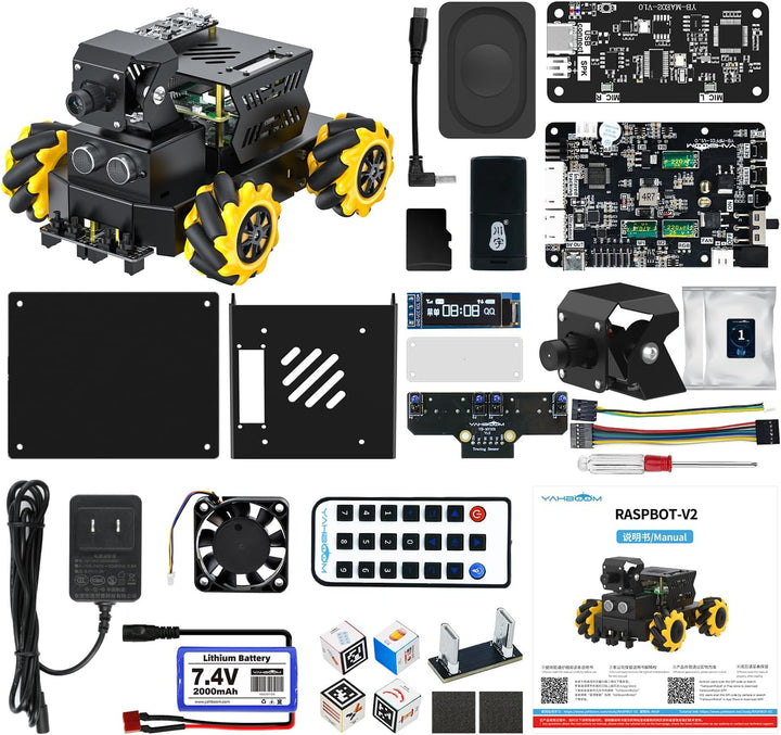 Yahboom RPi 5 ROS2 Robot Car 360°Movement, AI Vision &amp; Tracking, Integrated Multimodal Large AI Mode