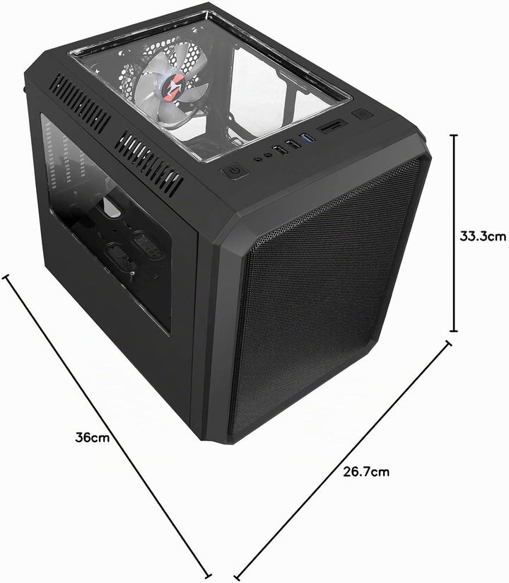 iTek Case QBO 8 EVO Micro ATX, USB3, 200+120mm ARGB Fan, Card Reader, 3X Trasp Window Schwarz