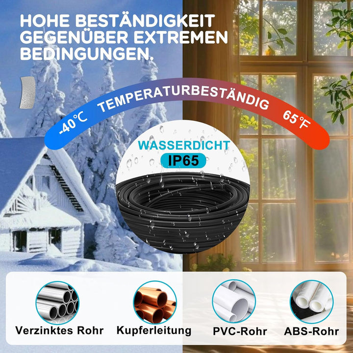 HEATIT JHSF 14m Selbstregulierendes Eisfrei Heizkabe mit Thermostat Zum Schutz von Wasserleitungen u