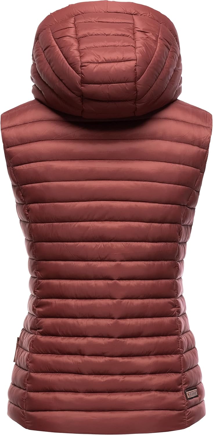 Navahoo Damen Übergangsjacke leichte Steppweste mit Abnehmbarer Kapuze Shadaa XS-3XL XS Weinrot, XS