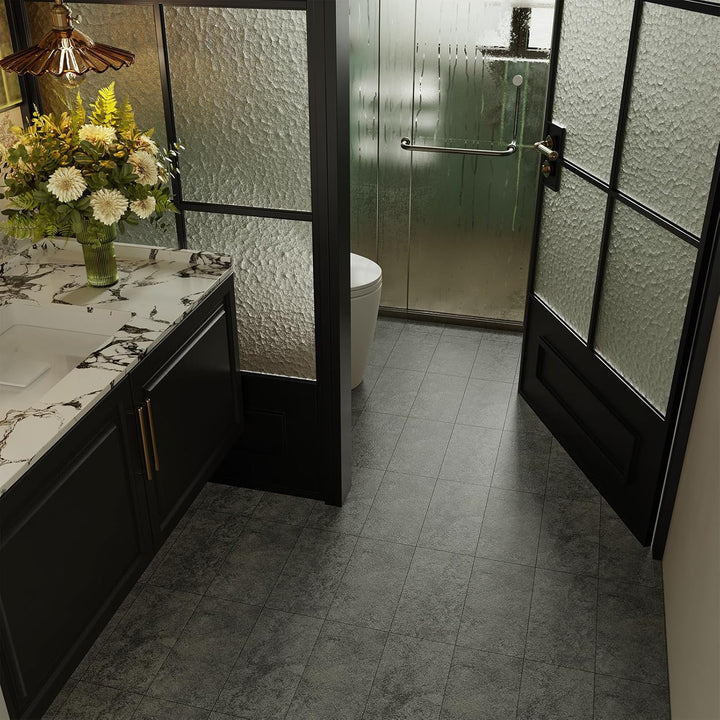 PVC Bodenbelag - Vinylboden Selbstklebend, Extra Abriebfest, Wasserdicht Grau Marmor-Effekt für Küch