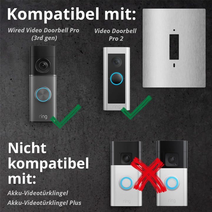 iSecur Blende passend für Ring Videotürklingel aus Edelstahl I Wired Doorbell Pro 3. Gen (2025) I Kl