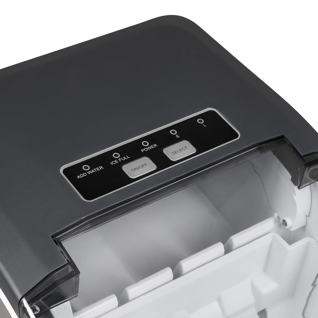 Eiswürfelmaschine Silber 12 kg / 24 h – Selbstreinigender Ice Maker mit 2 Grössen grosse Eiswürfel,