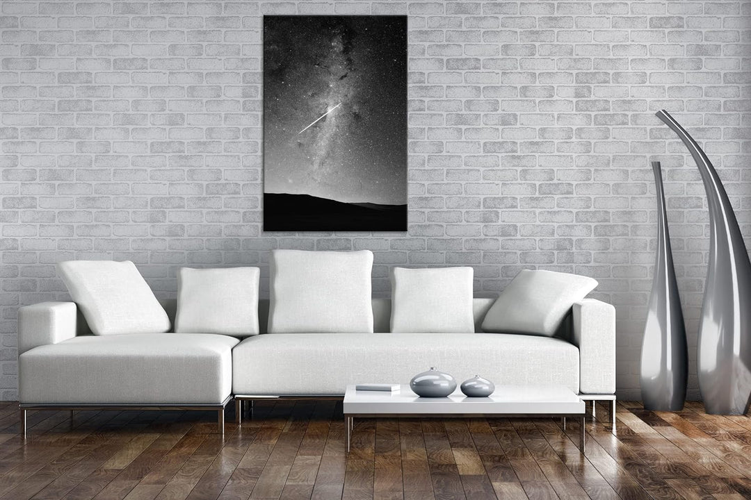 deyoli ein fallender Stern am Himmel Effekt: Schwarz&Weiss, Format: 80x60 als Leinwandbild, Motiv fe