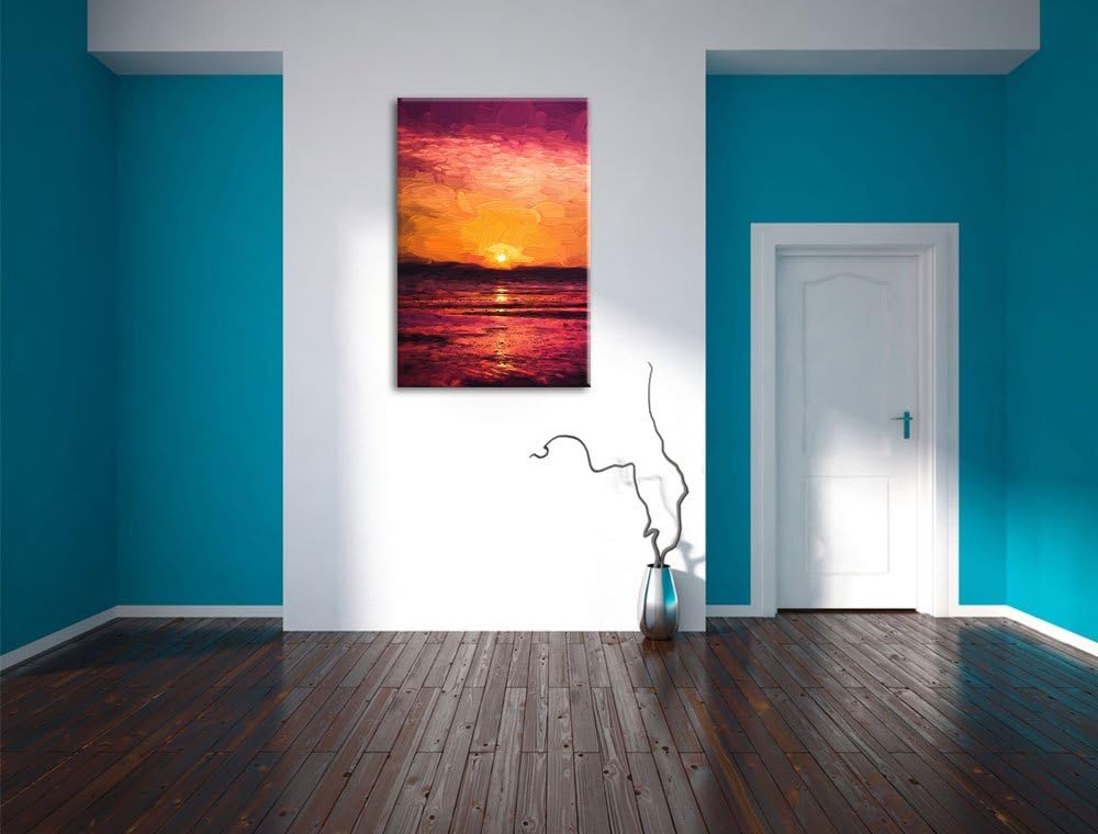 Pixxprint Sonnenaufgang über Meer als Leinwandbild/Grösse: 100x70 cm/Wandbild/Kunstdruck/fertig besp
