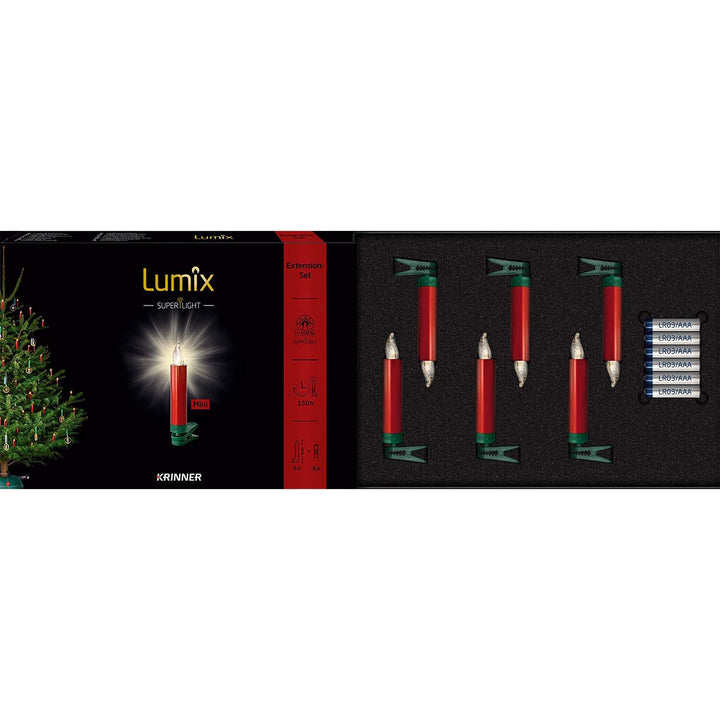 Lumix Kabellose LED Christbaumkerzen Superlight Mini Metallic Rot Erweiterungs-Set mit 6 Kerzen, Art