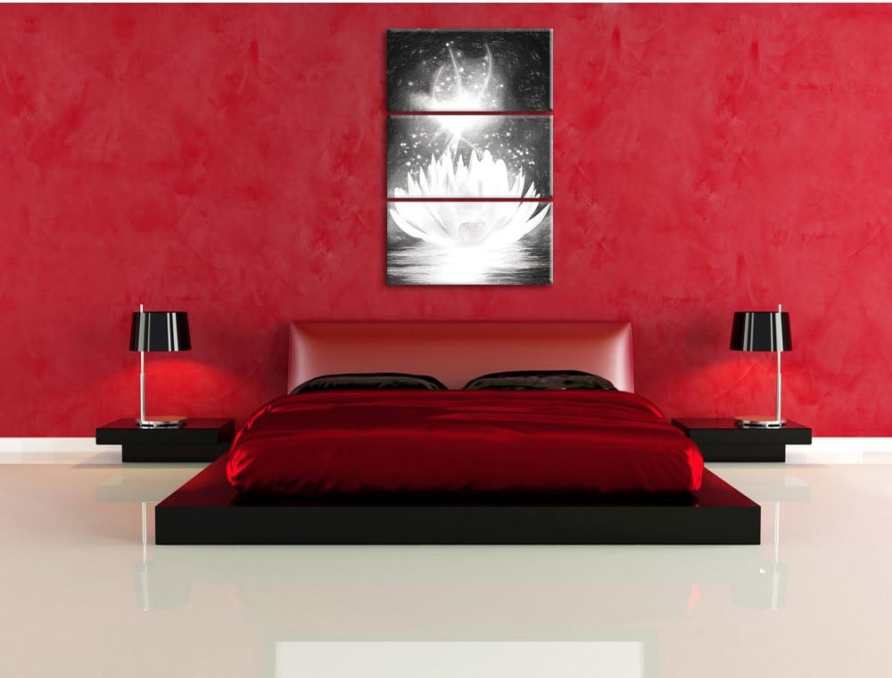 Pixxprint abstrakte Seerose Kunst als Leinwandbild/Grösse: 3 Teilig (120x80) cm/Wandbild/Kunstdruck/