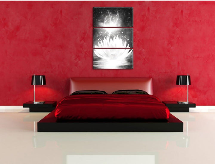 Pixxprint abstrakte Seerose Kunst als Leinwandbild/Grösse: 3 Teilig (120x80) cm/Wandbild/Kunstdruck/