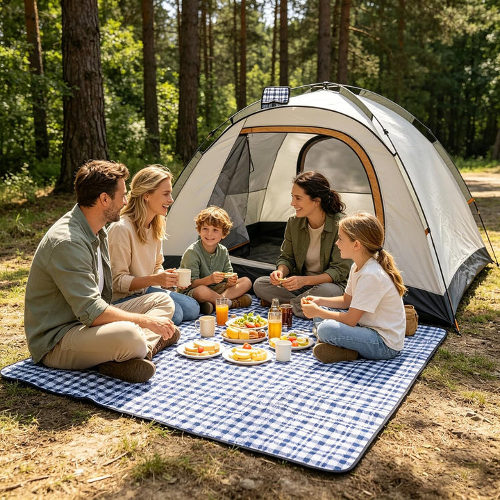 Picknickdecke 200x200 cm - Stranddecke XXL, wasserdicht & isoliert Campingdecke, atmungsaktiv und we