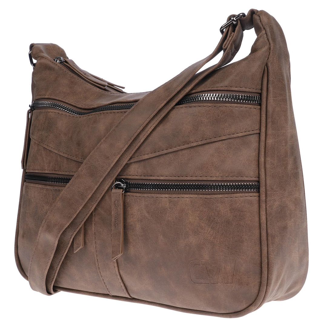 Christian Wippermann Damen Tasche Schultertasche Umhängetasche Crossover Bag Leder Optik Handtasche