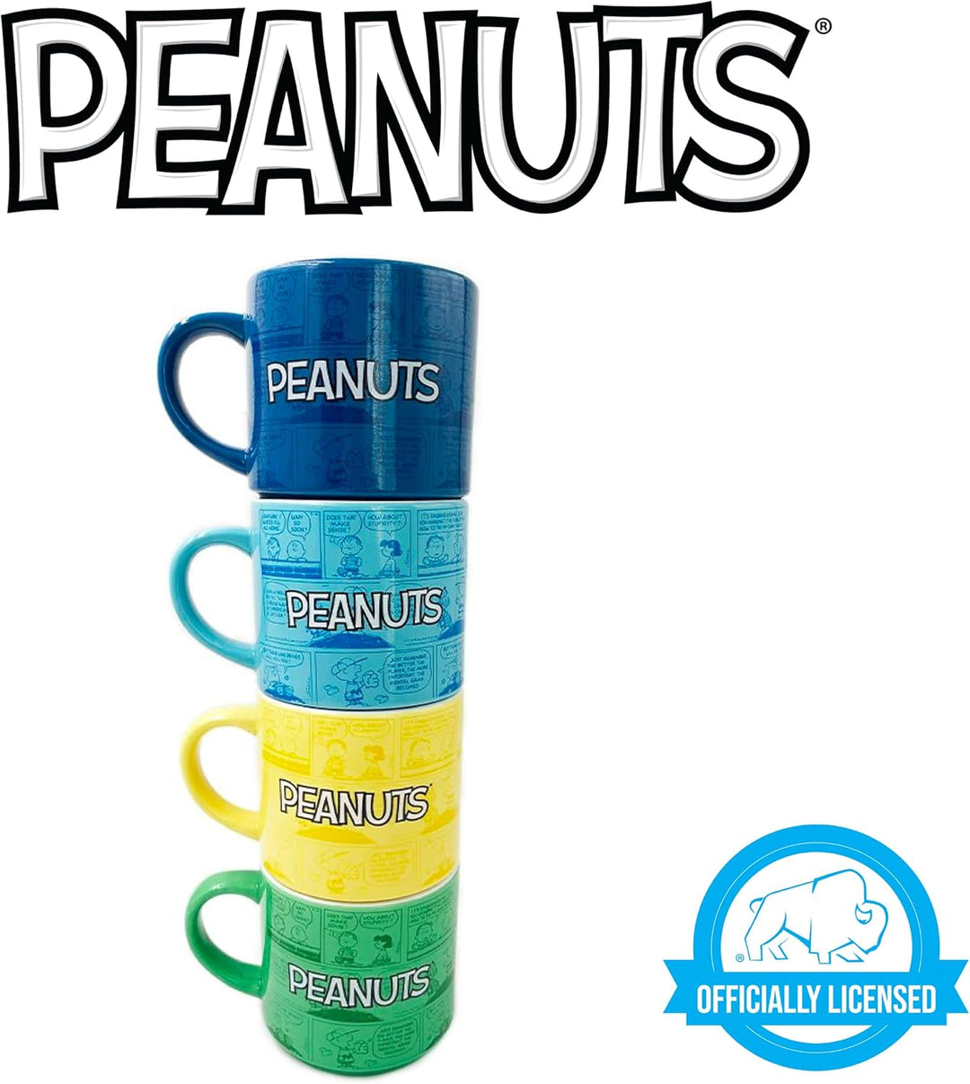 Silver Buffalo Peanuts Comic Strip Keramikbecher-Stapel, 294 ml Erdnüsse, Klassisch