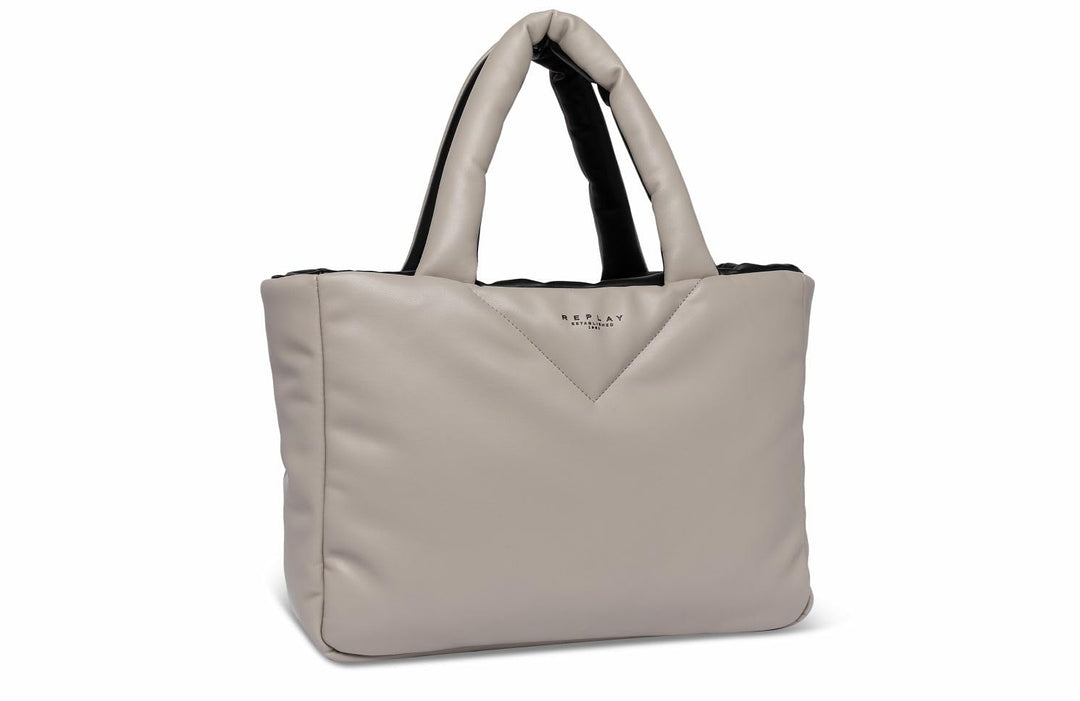 Replay Damen Tote Bag Tasche Shopper aus Kunstleder, Grau (Lt Iron Grey + Black 1584), Onesize