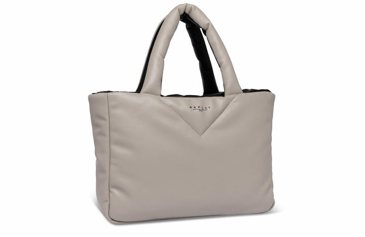 Replay Damen Tote Bag Tasche Shopper aus Kunstleder, Grau (Lt Iron Grey + Black 1584), Onesize