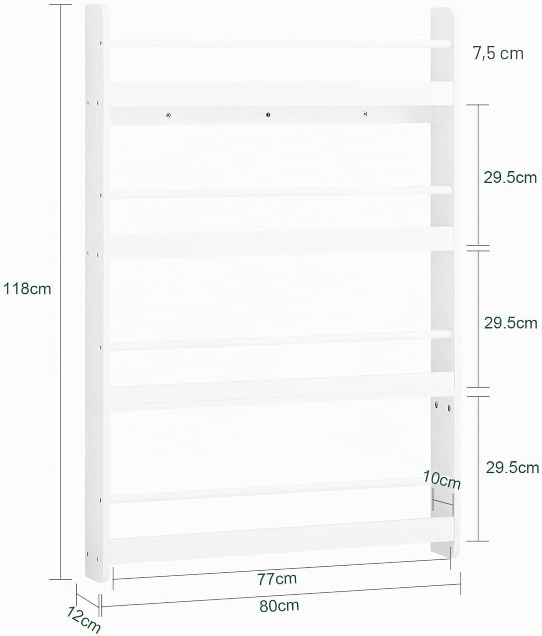 SoBuy Bücherregal Kinder Wandregal für Kinderzimmer Kinder Bücherregal Wand mit 4 Ablagen Montessori