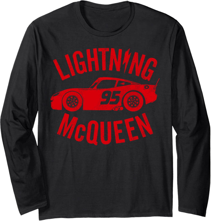 Disney Pixar Cars 2 Lightning McQueen Side Silhouette Langarmshirt