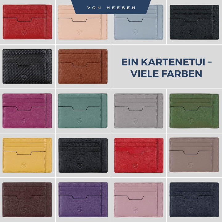 VON HEESEN® Echtleder RFID Kartenetui aus Nappa-Leder - 9 Fächer - Querformat Kreditkartenetui für D
