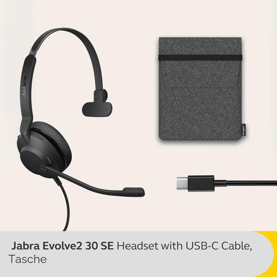Jabra Evolve2 30 SE – Kabelgebundenes Mono-Headset mit Geräuschunterdrückung und 2-Mikrofon-Technolo