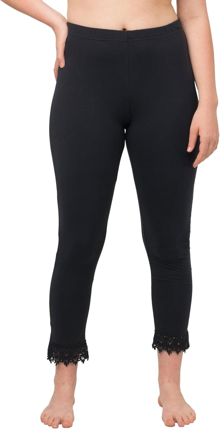 Ulla Popken Damen Leggings, Schwarz