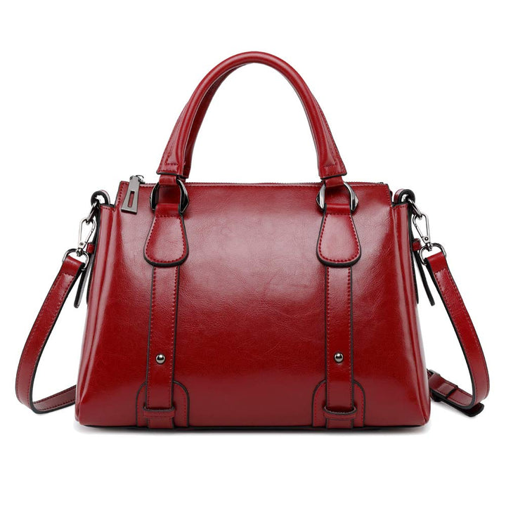 Coolives Damen Tasche aus Leder Handtasche Henkeltasche Umhängetasche Schultertasche Weinrot EINWEG,