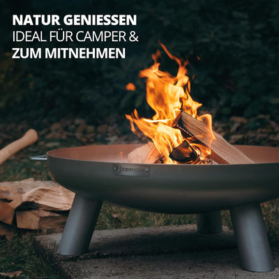 Finnwerk HARRI Feuerschale aus Edelstahl 70 cm - Exklusive Feuerstelle im matten Finish - Feuerschal