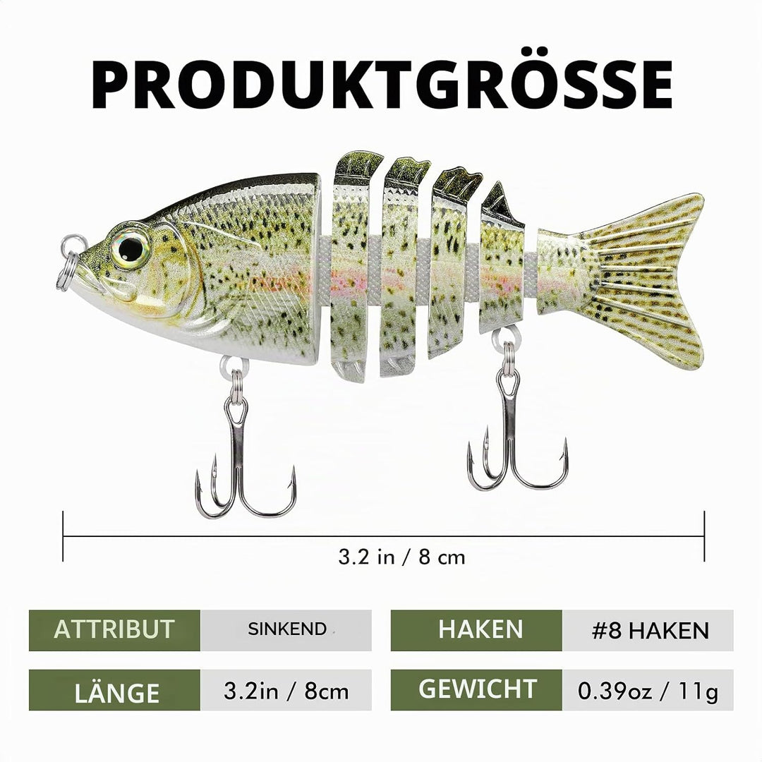 TRUSCEND Swimmax für Süss- und Salzwasser, Lebensechte Angelköder für Barsch, Forelle, Crappie, Zand