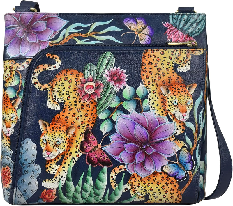 Anuschka Handbemalte Crossbody Tasche mit Organizerfach & RFID-Schutz Wild Desert, Wild Desert