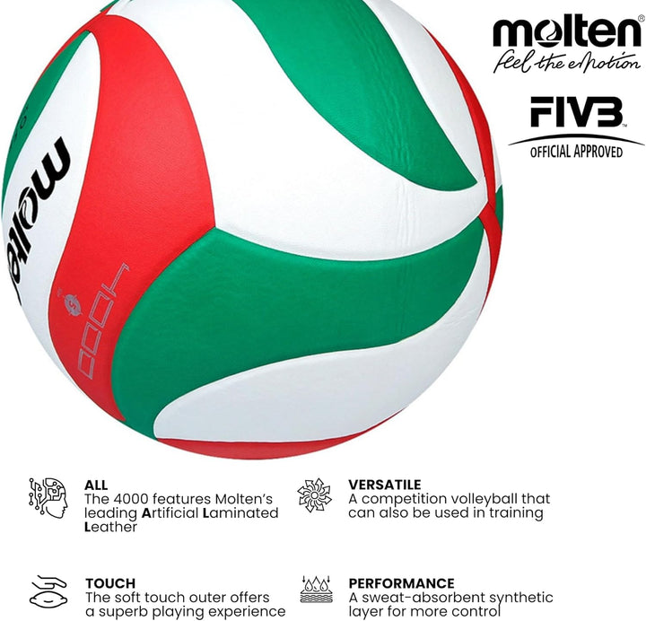 Molten Volleyball 5 Weiss/Grün/Rot, 5 Weiss/Grün/Rot