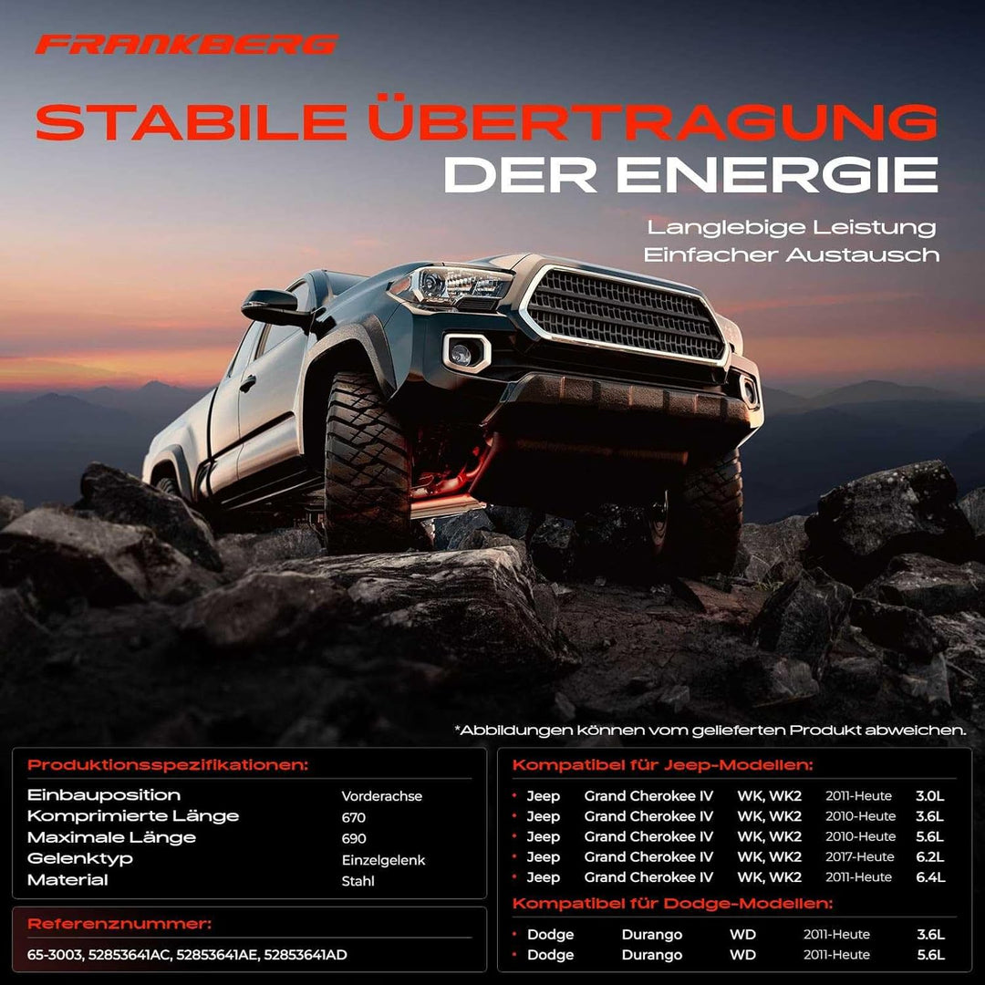 Kardanwelle Gelenkwelle Vorderachse für Durango WD Grand Cherokee IV WK WK2 3.6L-6.4L 2010-Heute 528