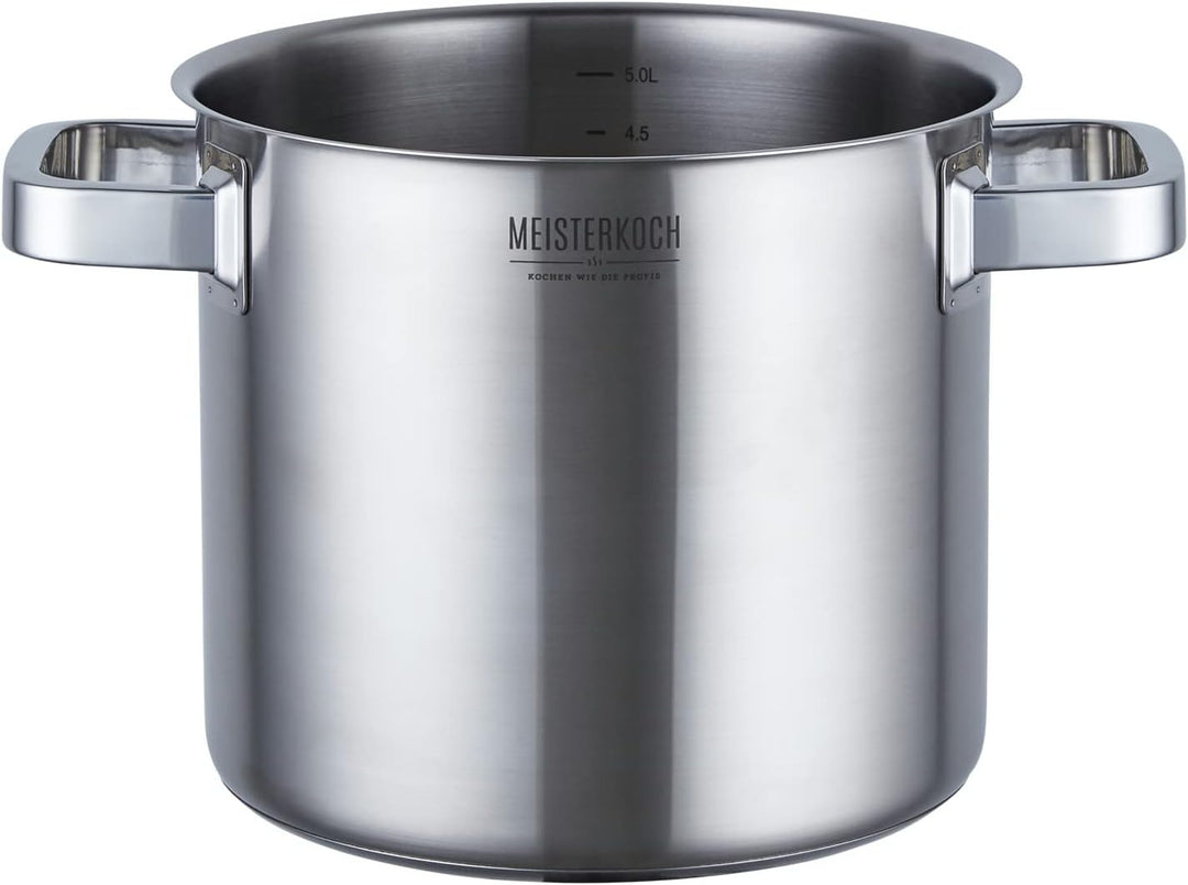 Meisterkoch Edelstahl Kochtopf gross. 20 cm Durchmesser, 5 Liter Volumen, 3-teilig, Induktion Topf |