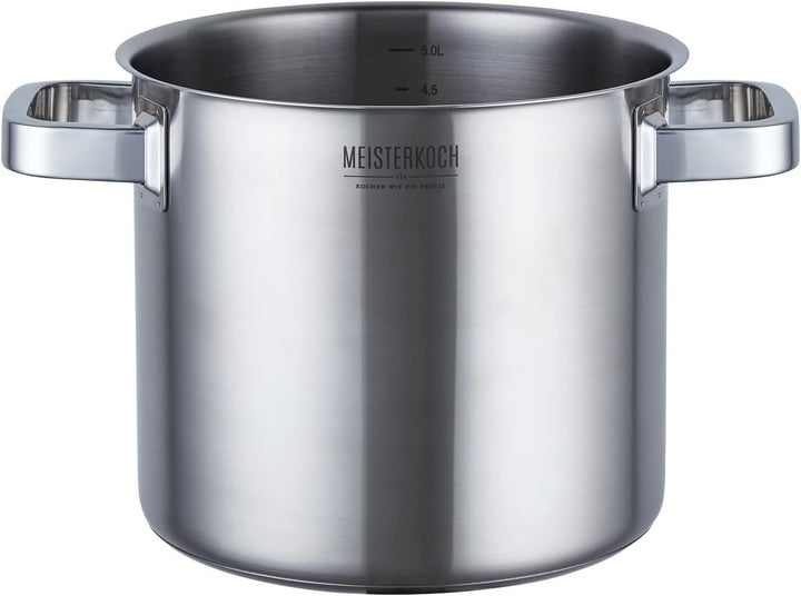 Meisterkoch Edelstahl Kochtopf gross. 20 cm Durchmesser, 5 Liter Volumen, 3-teilig, Induktion Topf |