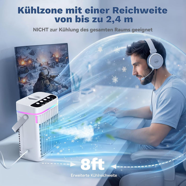 Mobile Klimaanlage 1250 ML, 4 In1 Mini Klimaanlage für Zimmer, Tragbare Mobile Klimagerät mit 1-3 H