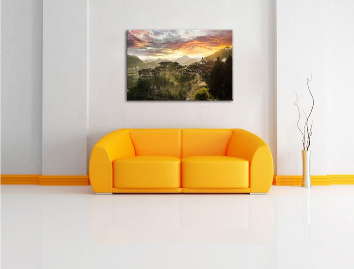 Pixxprint Gigantisches Dorf in China als Leinwandbild/Grösse: 100x70 cm/Wandbild/Kunstdruck/fertig b