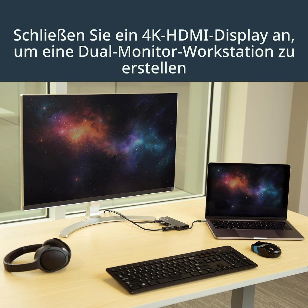 StarTech.com USB-C Multiport Adapter - 2x USB 3.0 / HDMI / SD / Gigabit Ethernet - mit Stromversorgu