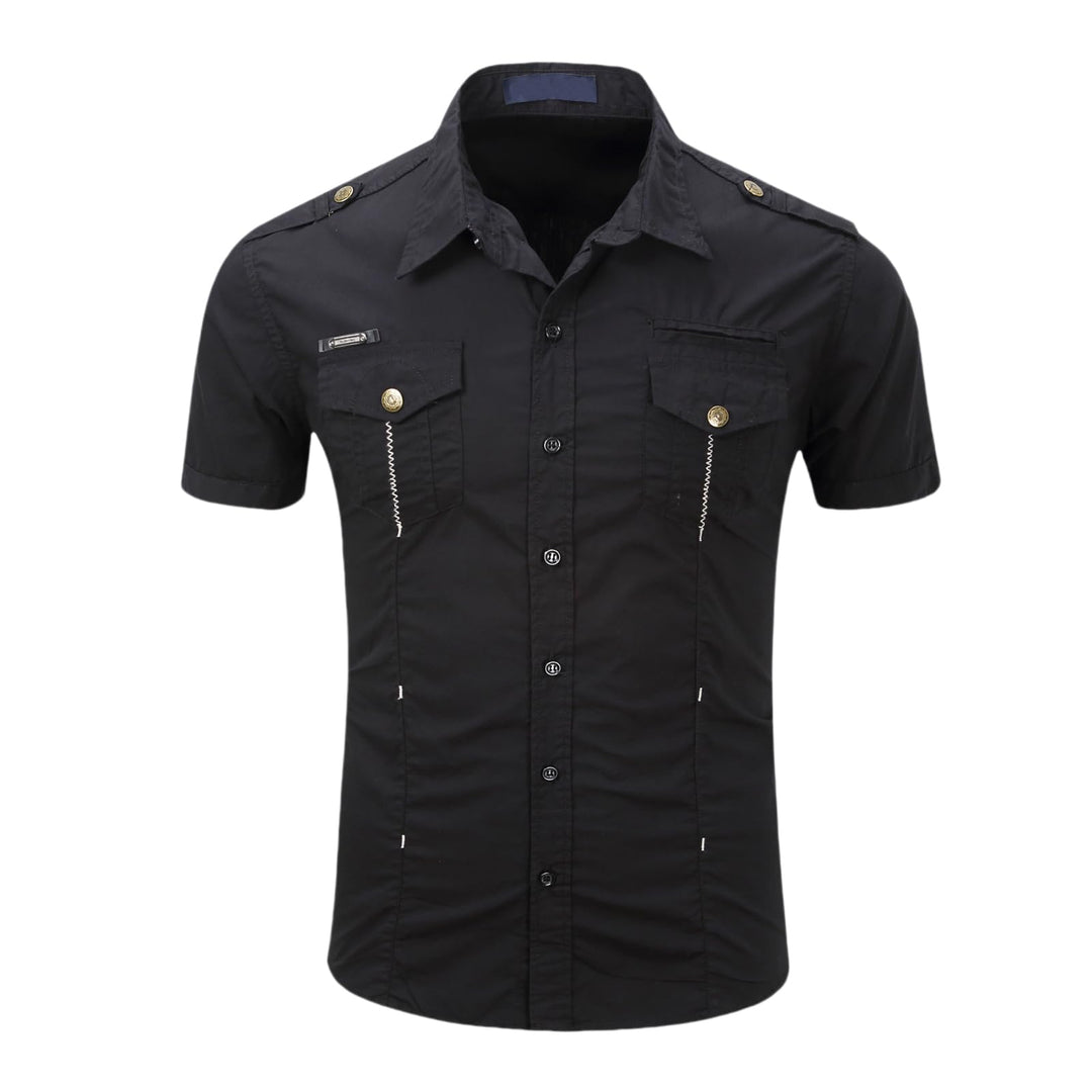 Iris Sprite Herren Hemd Kurzarm Baumwolle Outdoor Freizeithemd für Männer 3XL Schwarz, 3XL Schwarz
