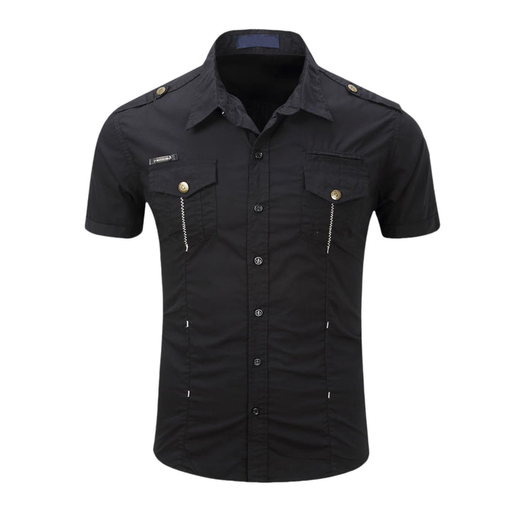 Iris Sprite Herren Hemd Kurzarm Baumwolle Outdoor Freizeithemd für Männer 3XL Schwarz, 3XL Schwarz