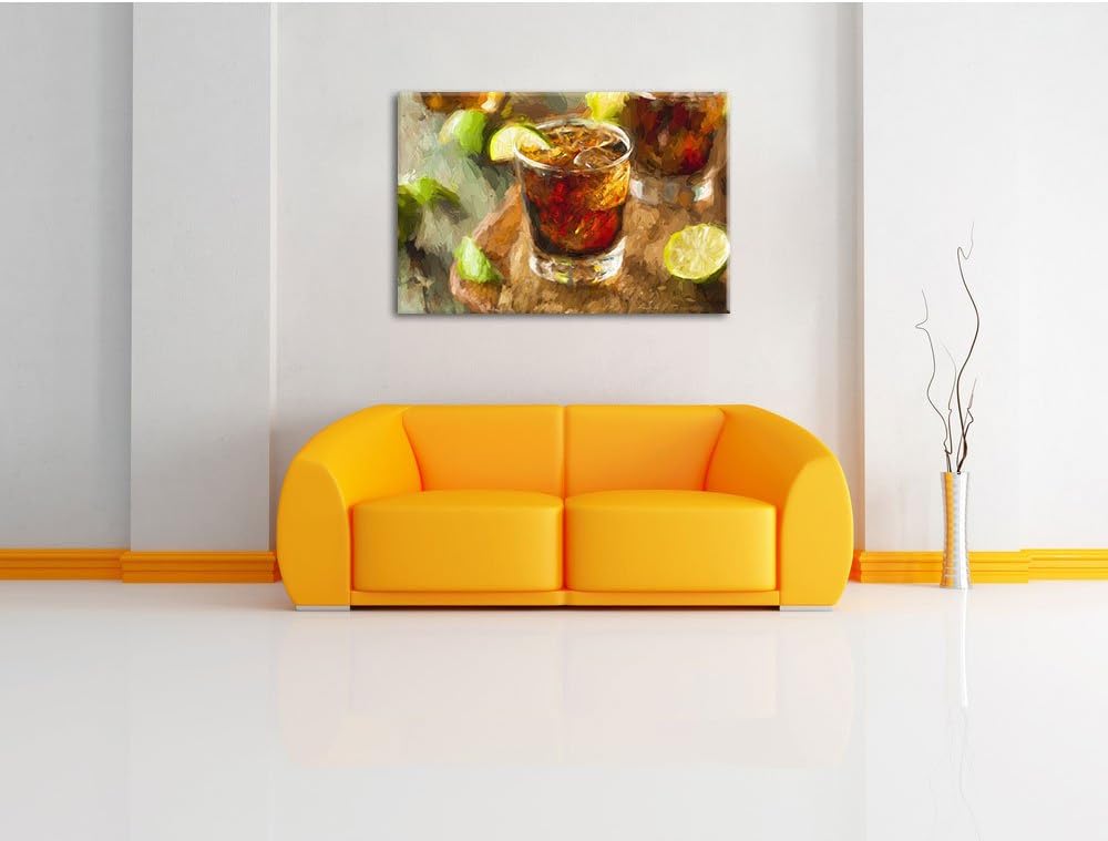Pixxprint Erfrischender Cuba Libre Kunst als Leinwandbild/Grösse: 100x70 / Wandbild/Kunstdruck/ferti