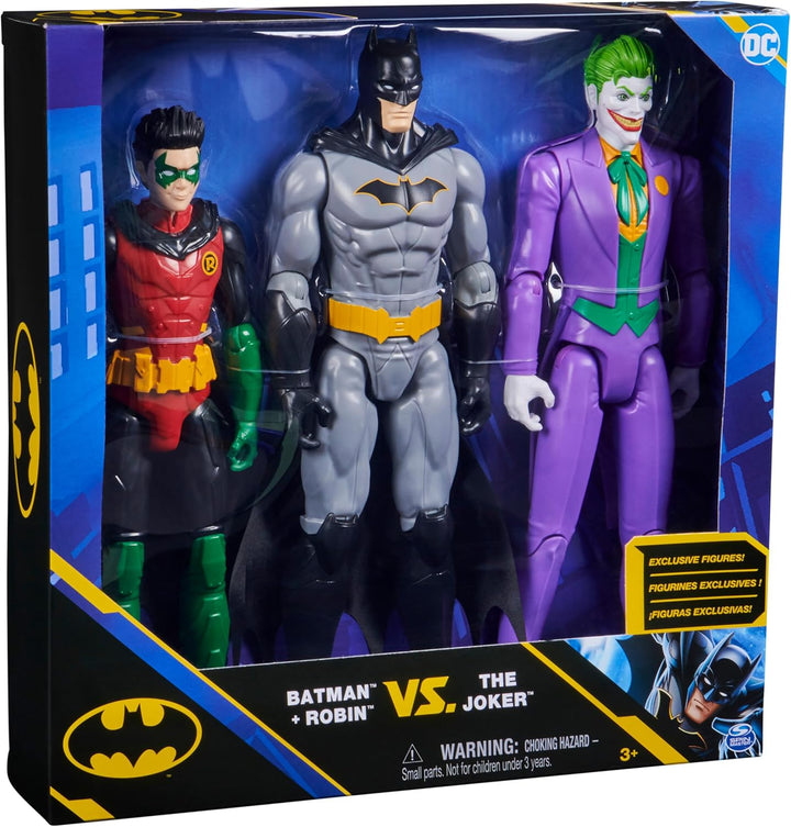 Spin Master Batman 30cm Figuren-Set aus Batman (Rebirth), Robin und Joker, inkl. Stoffumhang, origin