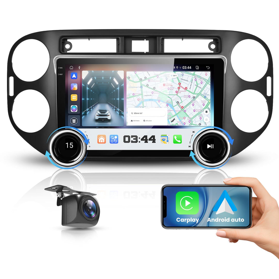 4G+64G VECHTEL 10.1“ Autoradio 2 Din für VW Tiguan 2010-2016 Android 15,HD IPS Touchscreen Doppelkno