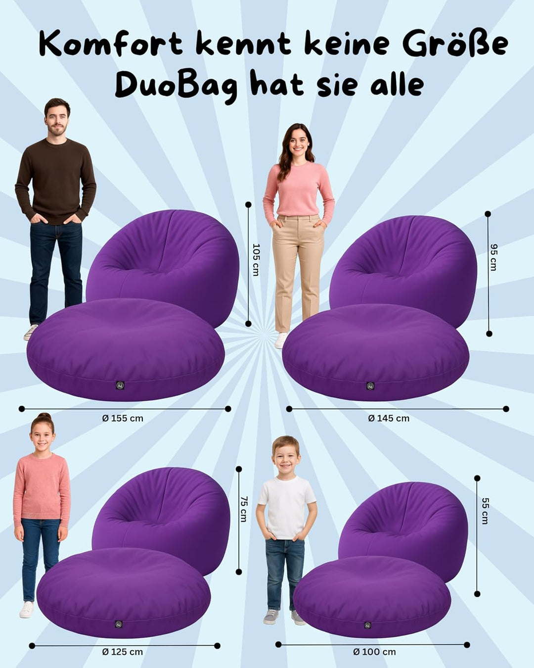 PATCH HOME Sitzsack 2 in 1 Sitzkissen Bodenkissen für Erwachsene &amp; Kinder - Gaming mit Füllung Kisse