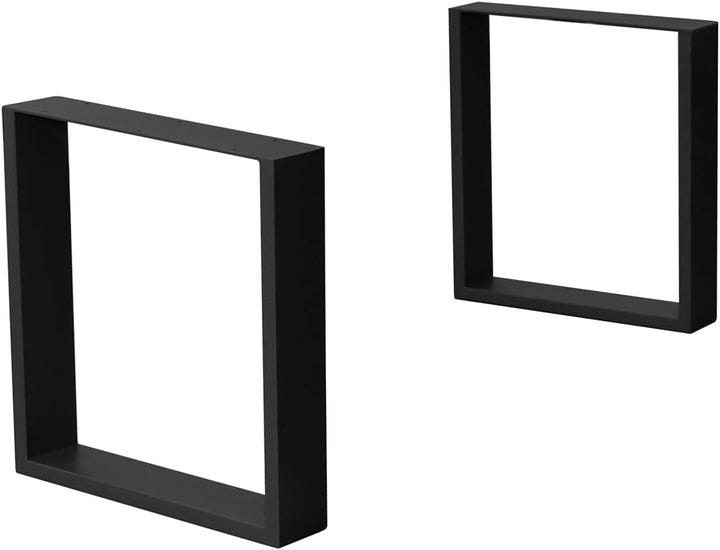 ECD Germany 2er Set Tischbeine 30x43 cm, Schwarz, Stahl pulverbeschichtet, Industriedesign, Vierkant