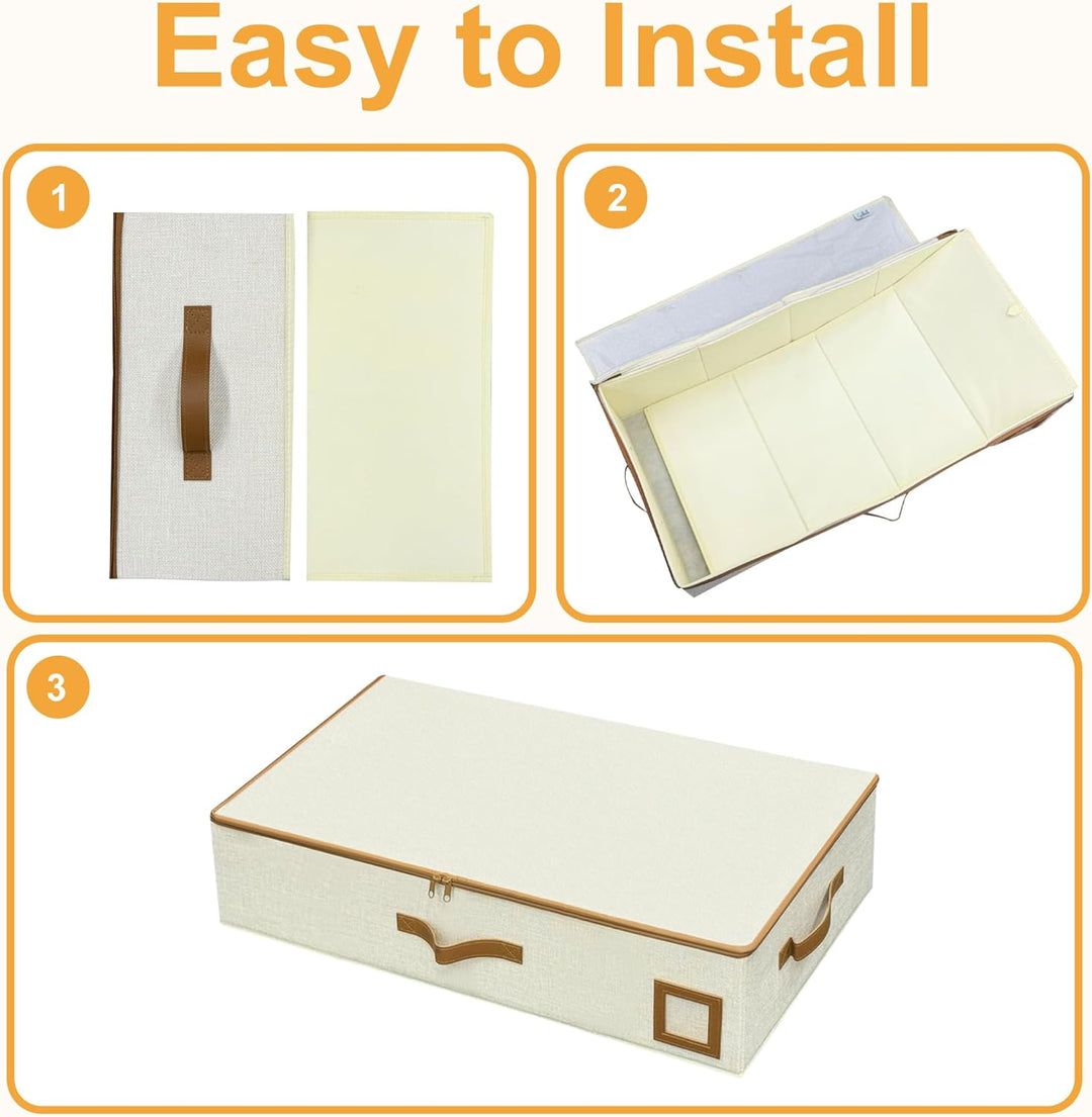 Gabbrielli Home & More Unterbett-Aufbewahrungsbox 2er Set – 1200D Leinen, faltbar & stabil, Deckel,