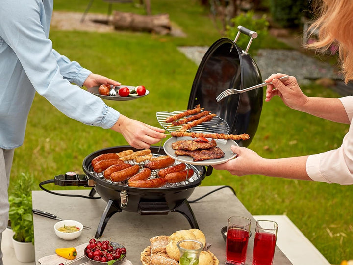 CUSIMAX Elektrogrill Tischgrill, für Innen- & Aussennutzung, Balkon, Garten & Küche, 1600W Tragbarer