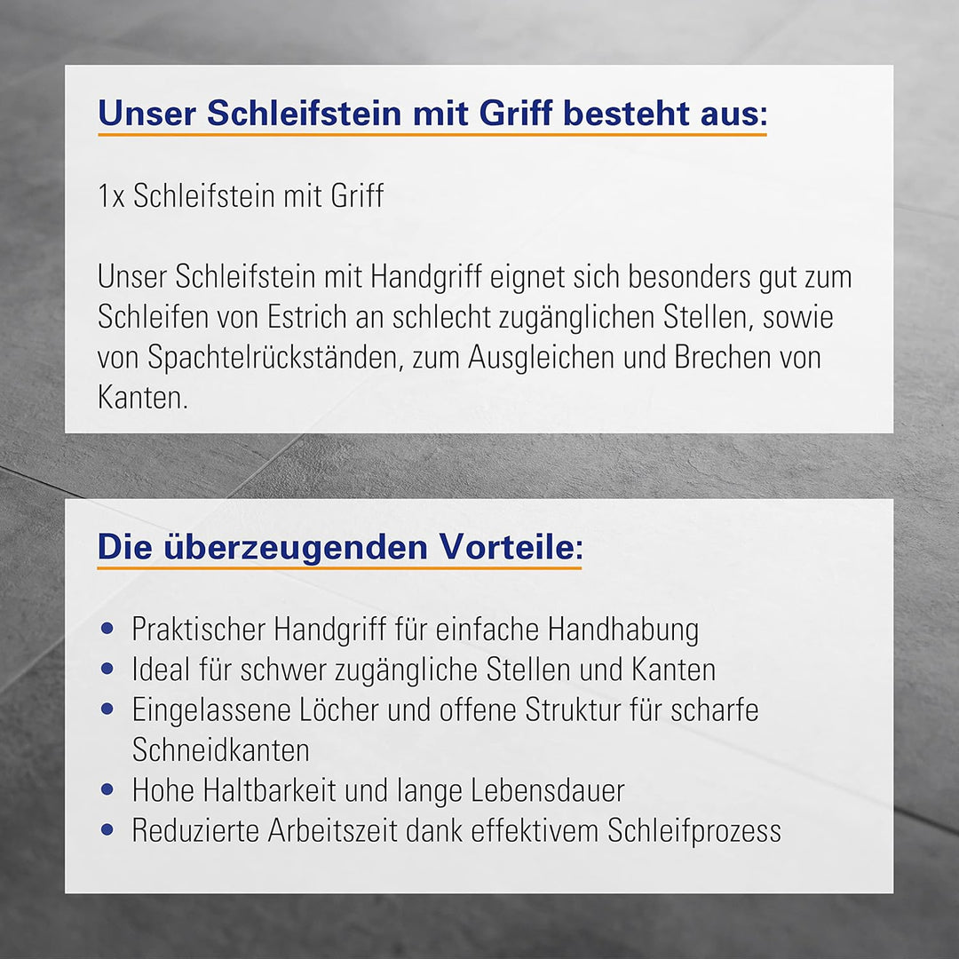 Karl Dahm Schleifstein mit Griff I Zum Schleifen von Estrich, Spachtelrückständen I Bestens um Werkz