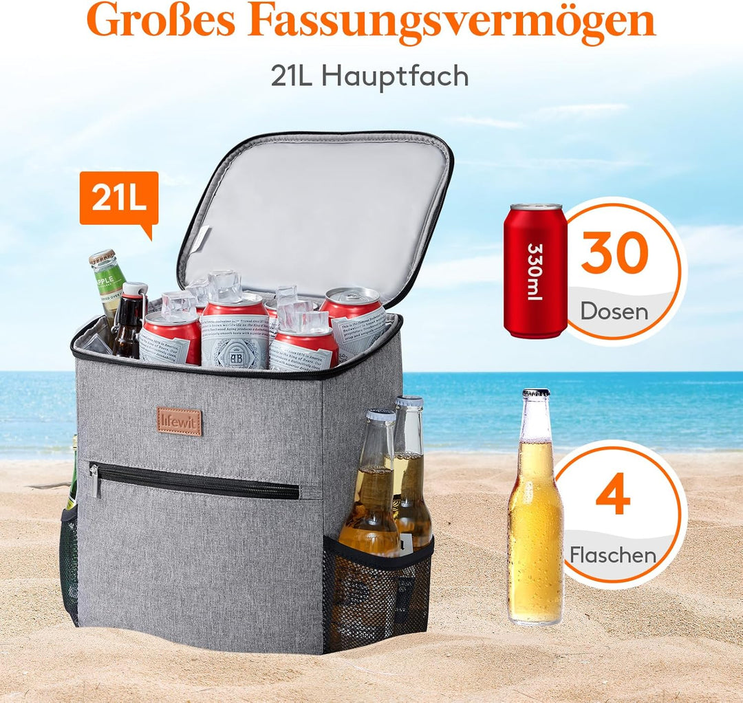 Lifewit 24L Kühl Rucksack Kühlrucksack Kühltasche Picknicktasche Gross Isoliert Cooler Bag Männer Fr
